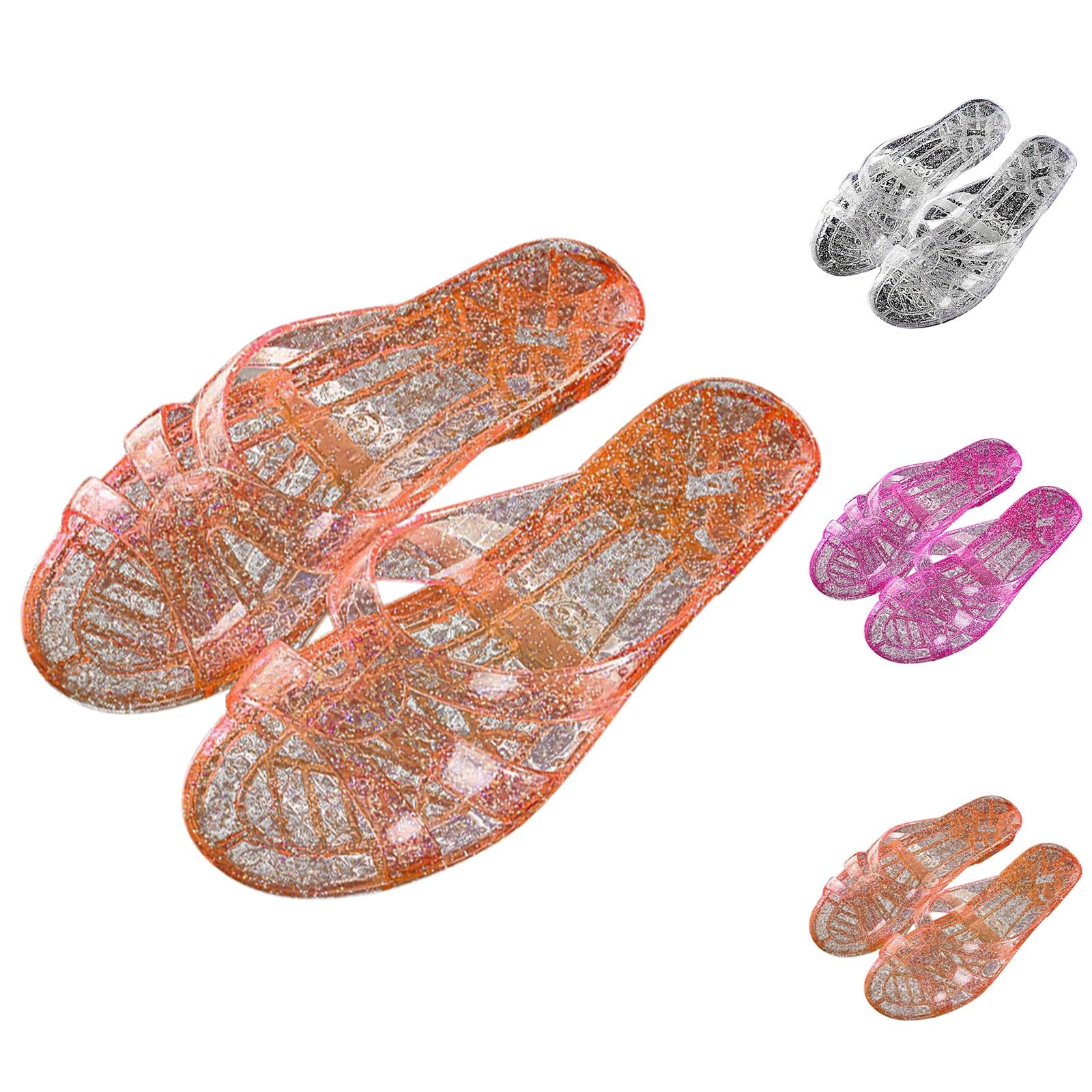 Sandalias abiertas con tacón bajo - Chanclas de verano para mujer