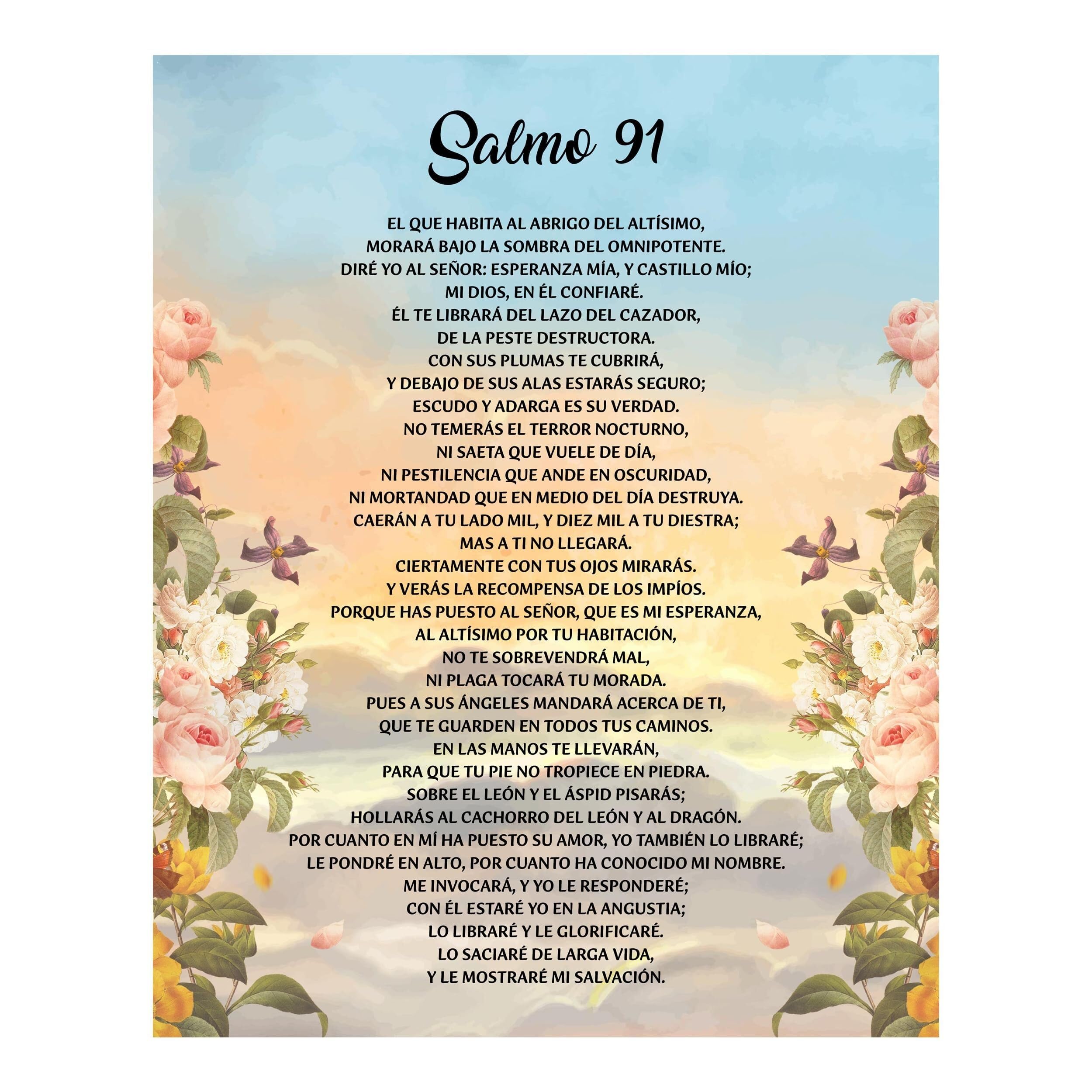 SSOPTMCB Póser de Pared Salmo 91 - Arte Bíblico en Canvas, Versículo Inspirador 'Mi Refugio y Fortaleza', Decoración Cristiana para Sala, Dormitorio, Consultorio(Framed,12x18inch(30x45cm))