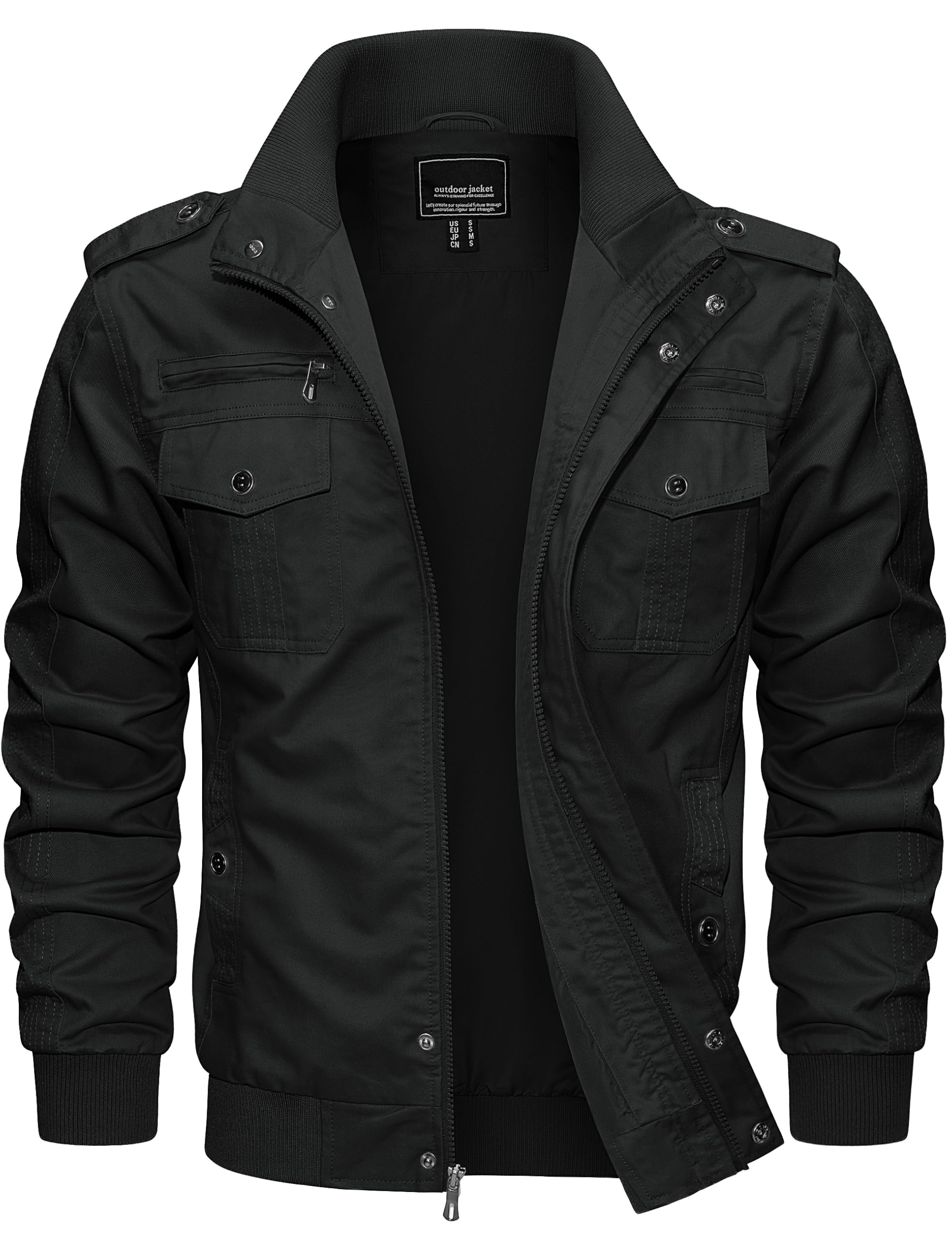 Men's Military Jacket Casual Workwear Coat with Multi Pockets