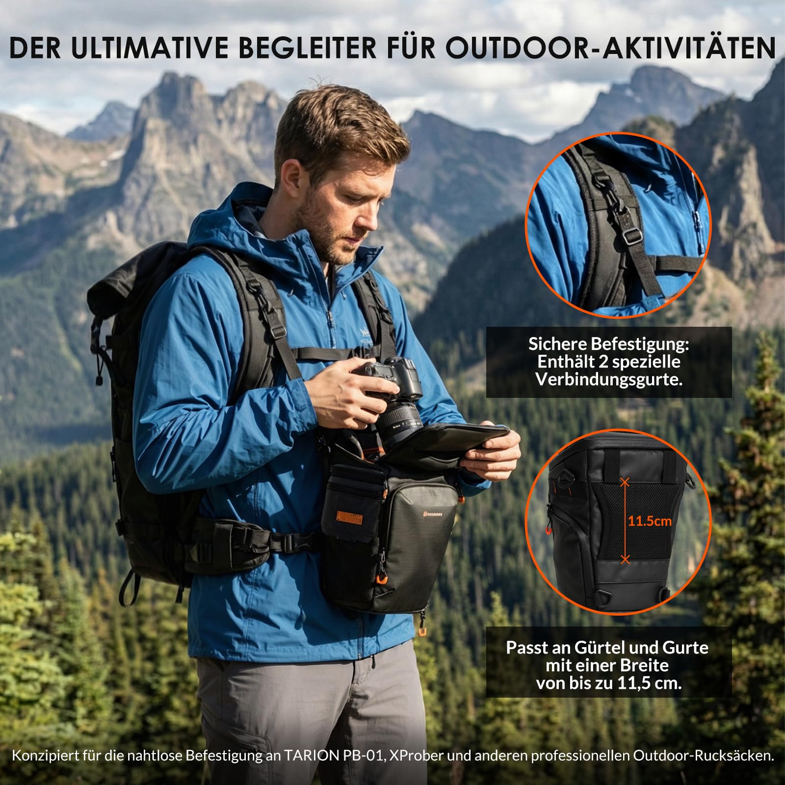 TARION Kameratasche Speigelreflex DSLR mit Erweiterbar Kapazität Triad Pack | Kompakte Kamera Umhängetasche für SLR Systemkamera Wasserdicht Schultertasche Camera Bag für Reise und Alltag