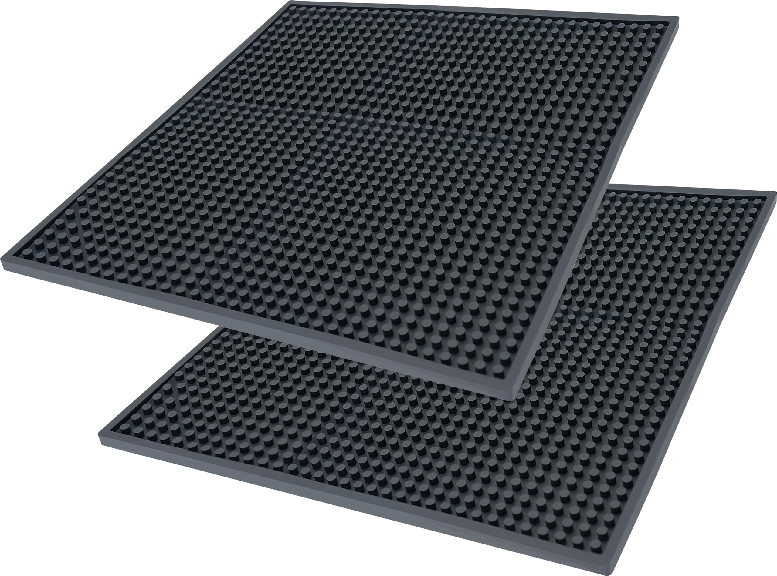 2Pack Black Rubber Bar Service Mat Runner - Premium Cocktail Mixing Mat for Drink Service and Pub Beer - Durable Non-Slip Surface - Enhance Your Bartending Experience! (30 x 15cm)
