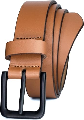 PBF Mens Genuine Leather Belt 1.37" Handmade Top-Grain Leather, Durable Casual & Formal Belt with Solid Metal Buckle