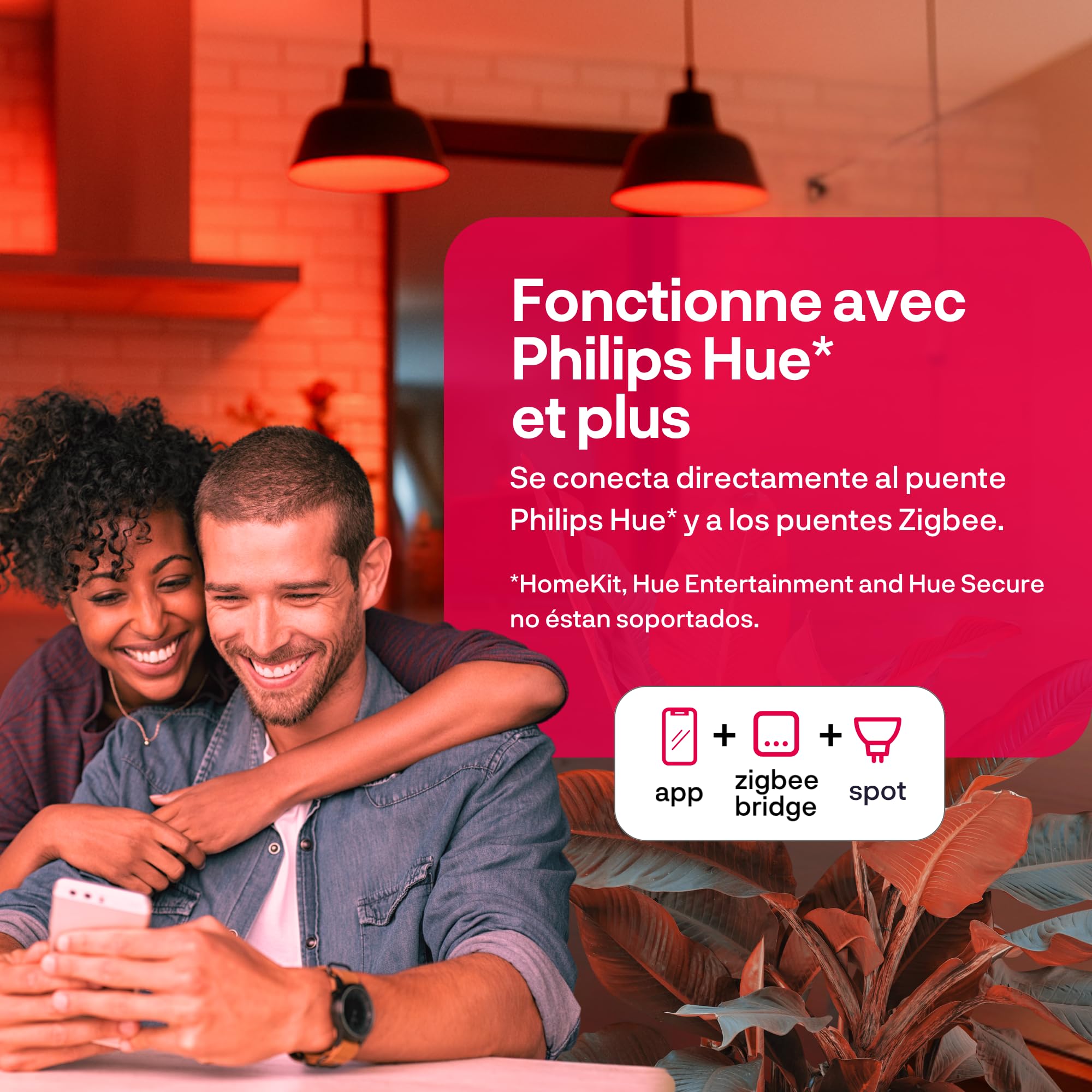 innr Zigbee GU10 Ampoule Connectée, Fonctionne avec Hue* et Alexa (Pont Requis), Spot Blanc et Couleur, 16 Millions de Couleurs, Ampoules RGB, LED Lampe, Intensité Variable, 410 lumens - 4 Pièces | Lampe Smart Home, 16 millions de couleurs, 1800 K-6500 K,