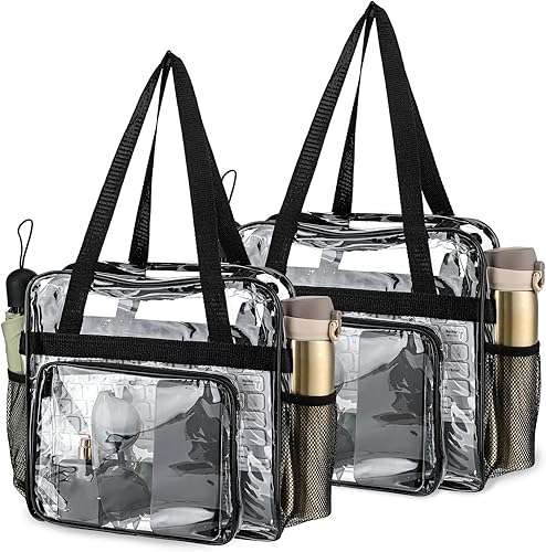 Silkfly Bolsa de viaje de PVC transparente aprobada para estadios, con asas, correa para el hombro, cremallera para mujer, 2 unidades 2 Pcs,