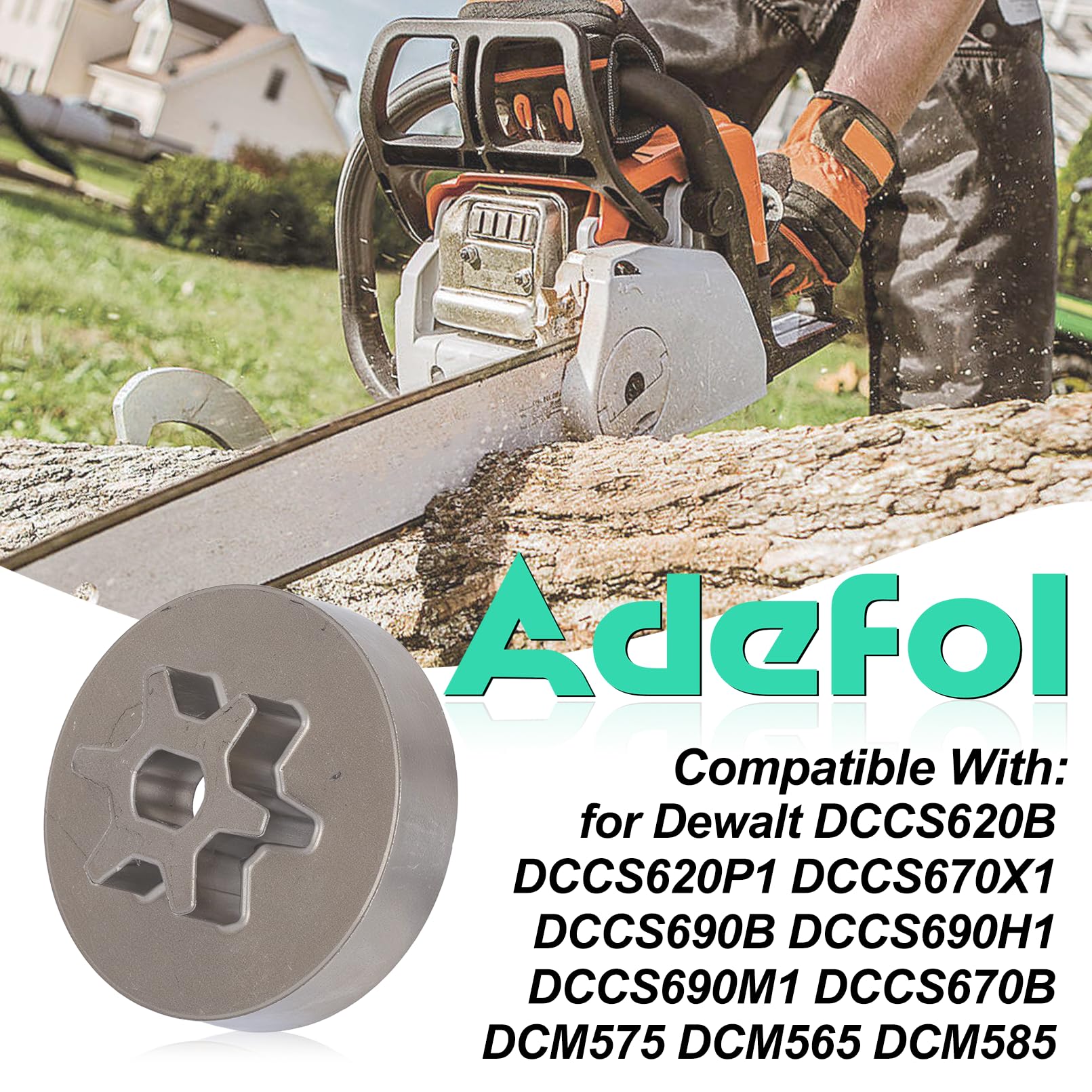 Adefol Piñón de accionamiento para Dewalt DCCS620B DCCS620P1 DCCS670X1 DCCS690B DCCS690H1 DCCS690M1 DCCS670B DCM575 DCM565 Motosierra, disco pasivo avcePerno y arandela, reemplazo 906182228