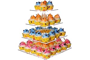 5 Tier Cupcake Stand with 4 Clear Square Tiered Trays & 50...