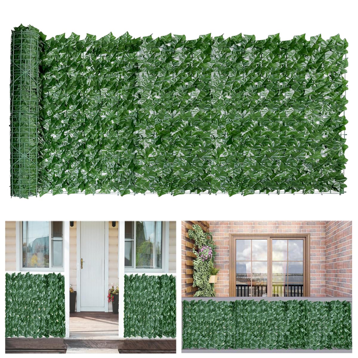 Decorative Artificial Ivy Fence Screening, 3m x 1m Garden Fence Artificial Leaf Green Hedge Roll,Privacy Fencing Ivy Screen Panel,Leaf Trellis Decking for Balcony, Outdoor Wall Decoration