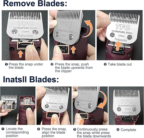 Miniatura 6 de 7FC - Cuchillas de repuesto para cortadora de mascotas, cuchillas desmontables compatibles con andiswahlOster Dog Clippers