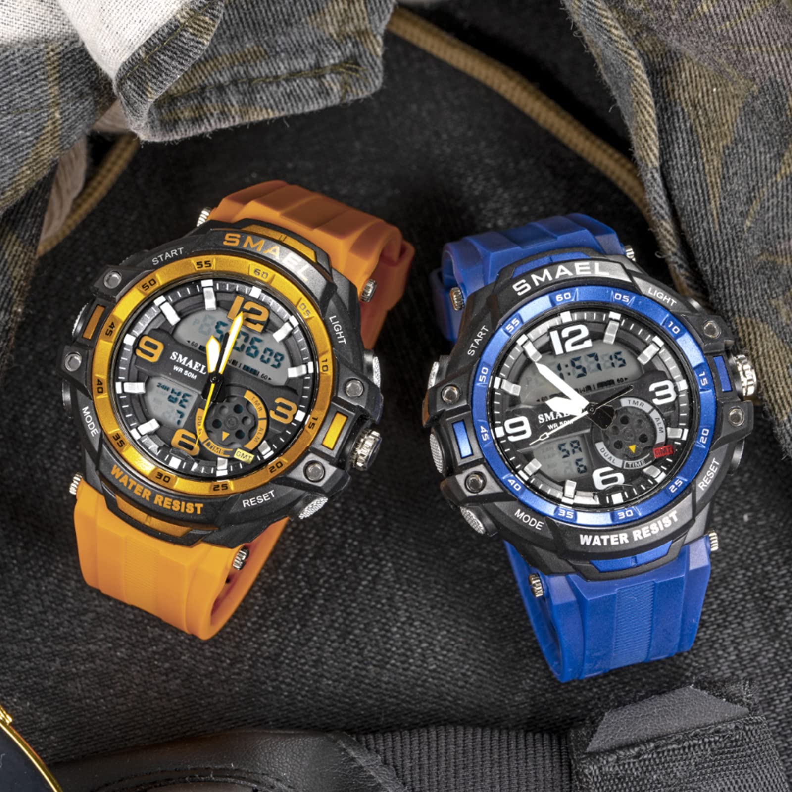 Montre Homme Digitale Et Analogique Grand Cadran Sport Militaire De Montres pour Homme Bracelet en Résine Etanche Chronographe Alarme Date LED