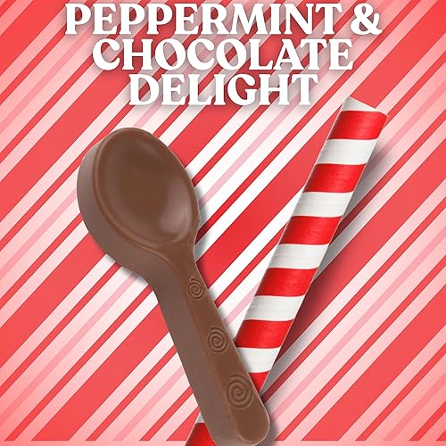 Miniatura 5 de Pajitas de bastón de caramelo de menta con cucharas de chocolate con leche belga, suministros de barra de cacao caliente, golosinas de relleno de
