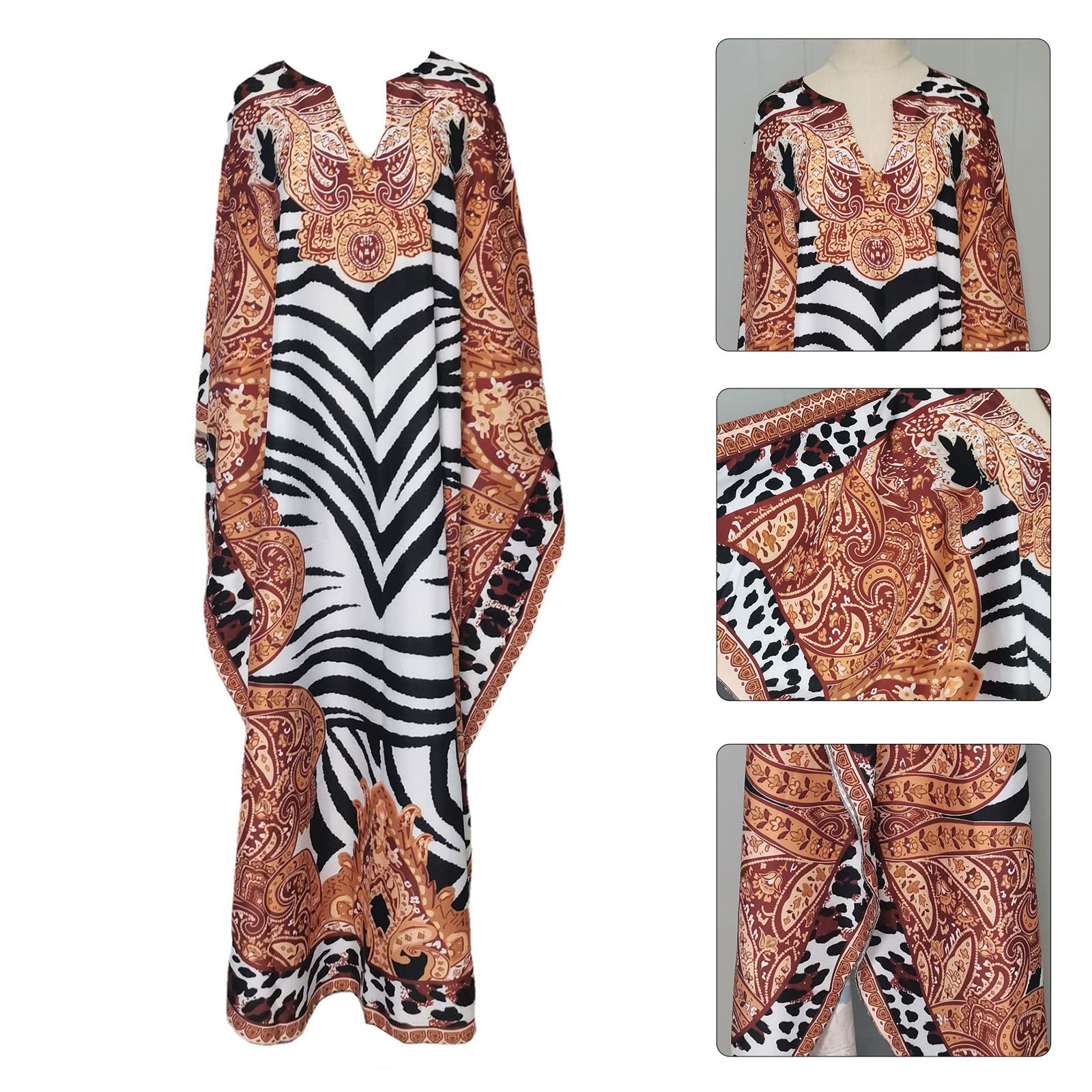 Rivestimento da spiaggia con stampa etnica oversize, caftani, costume da bagno, copritutto da donna