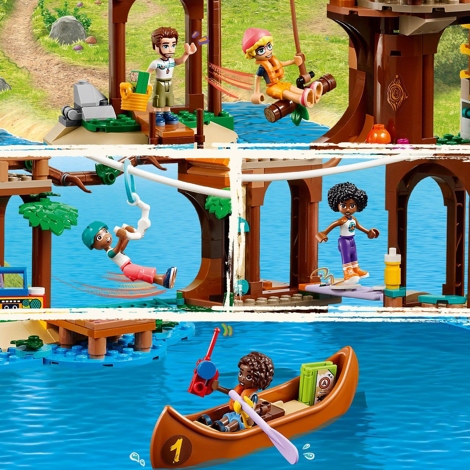 LEGO Friends Domek na drzewie na obozie kempingowym, zabawki do budowania dla dziewczynek i chłopców 8+, zabawka dla dziecka, 5 minilaleczek i 5 figurek zwierząt, pomysł na prezent dla 8-latki, 42631