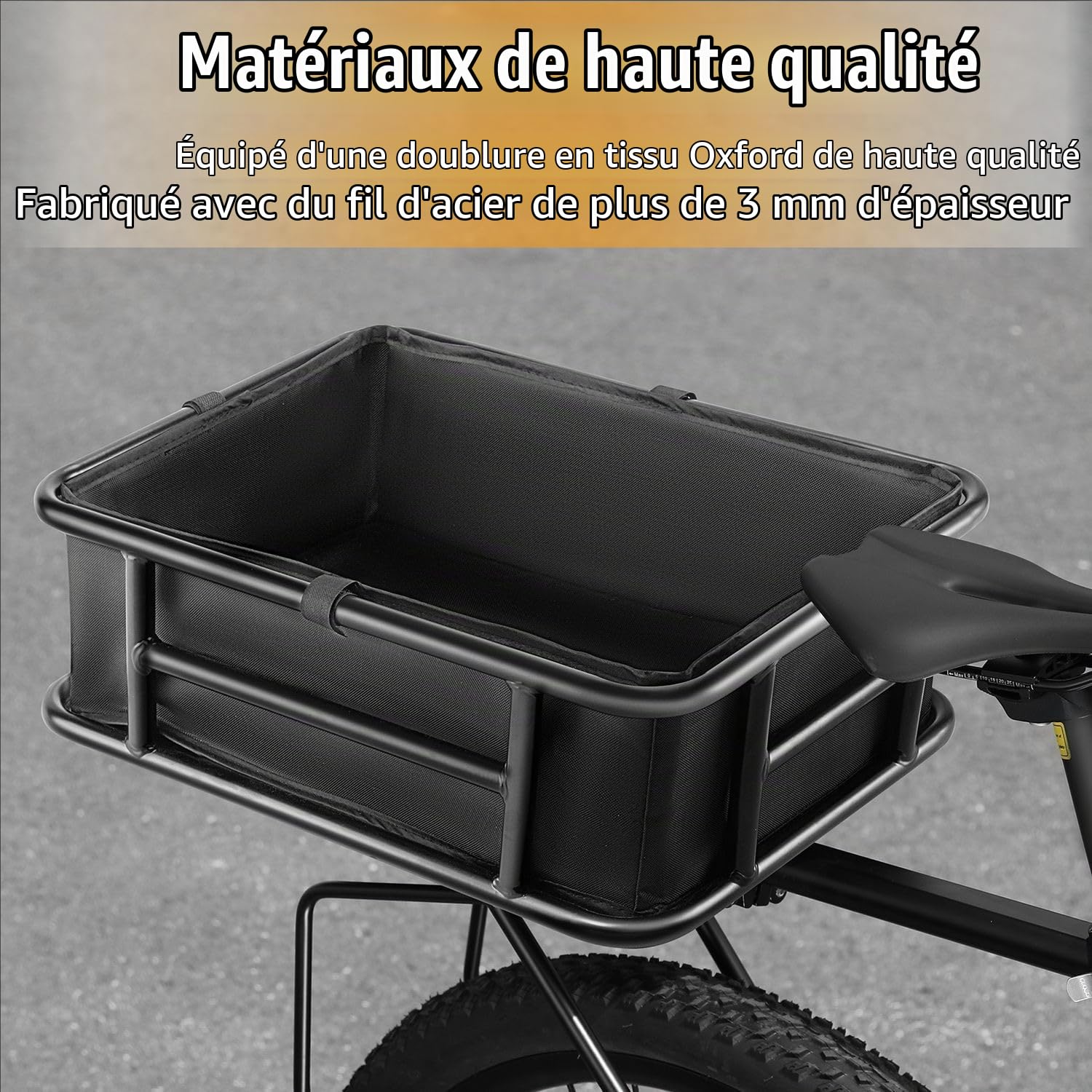 Panier Velo Arriere,Panier De Rangement Arrière pour Vélo Grande Capacité Et Étanche,avec Filet De Transport Et Doublure Épaisse,pour Transporter De La Nourriture,des Courses,des Balles,Un Chien,Etc.