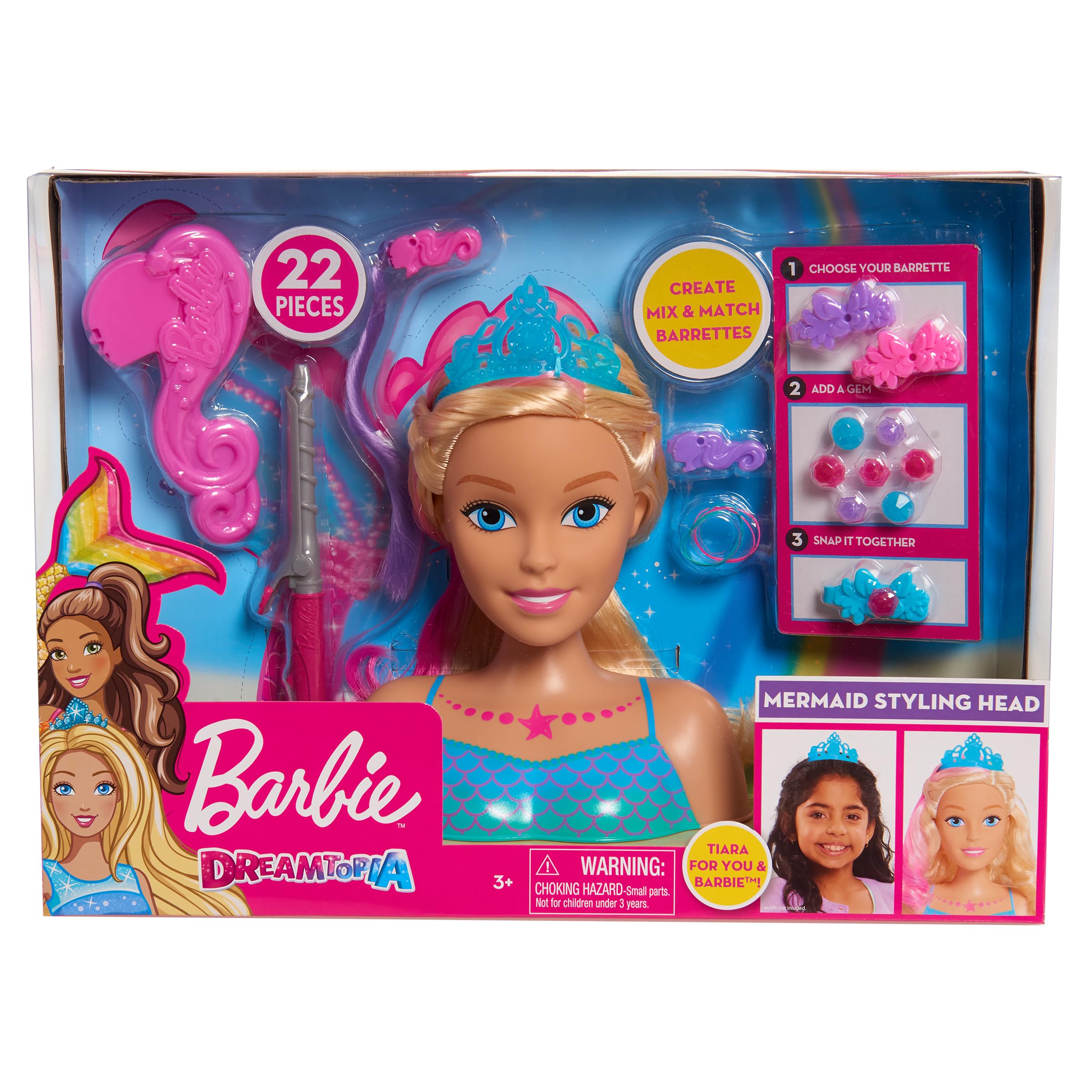 Barbie JP Dreamtopia Mermaid Styling Head, 22 Pieces