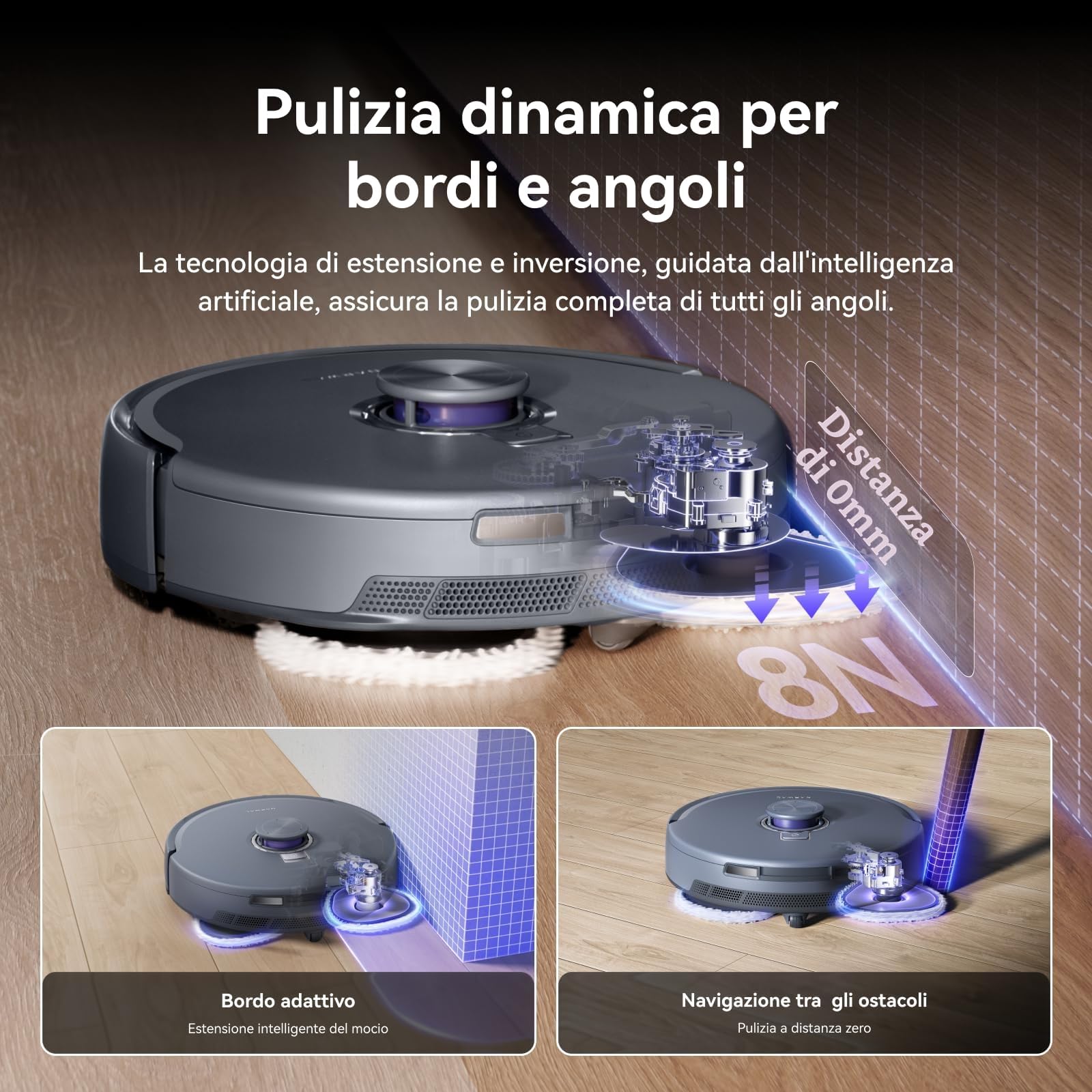 NARWAL Freo Z10 Ultra, Robot Aspirapolvere, Potenza di Aspirazione 18000 Pa, Estensione Mocio Dinamica, Sistema Anti-aggrovigliamento, Pulizia Intelligente con Separazione Umido e Secco