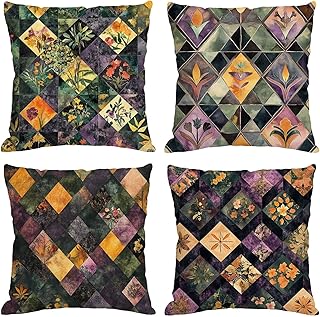Color Cojines Exterior Impermeable Terciopelo Fundas Cojines 30x30 cm 4 Piezas Geometría Fundas para Almohadas Sofa con Cremallera Oculta,Decorativos Patio Jardín Terraza Interior Sofá,Regalo z-509