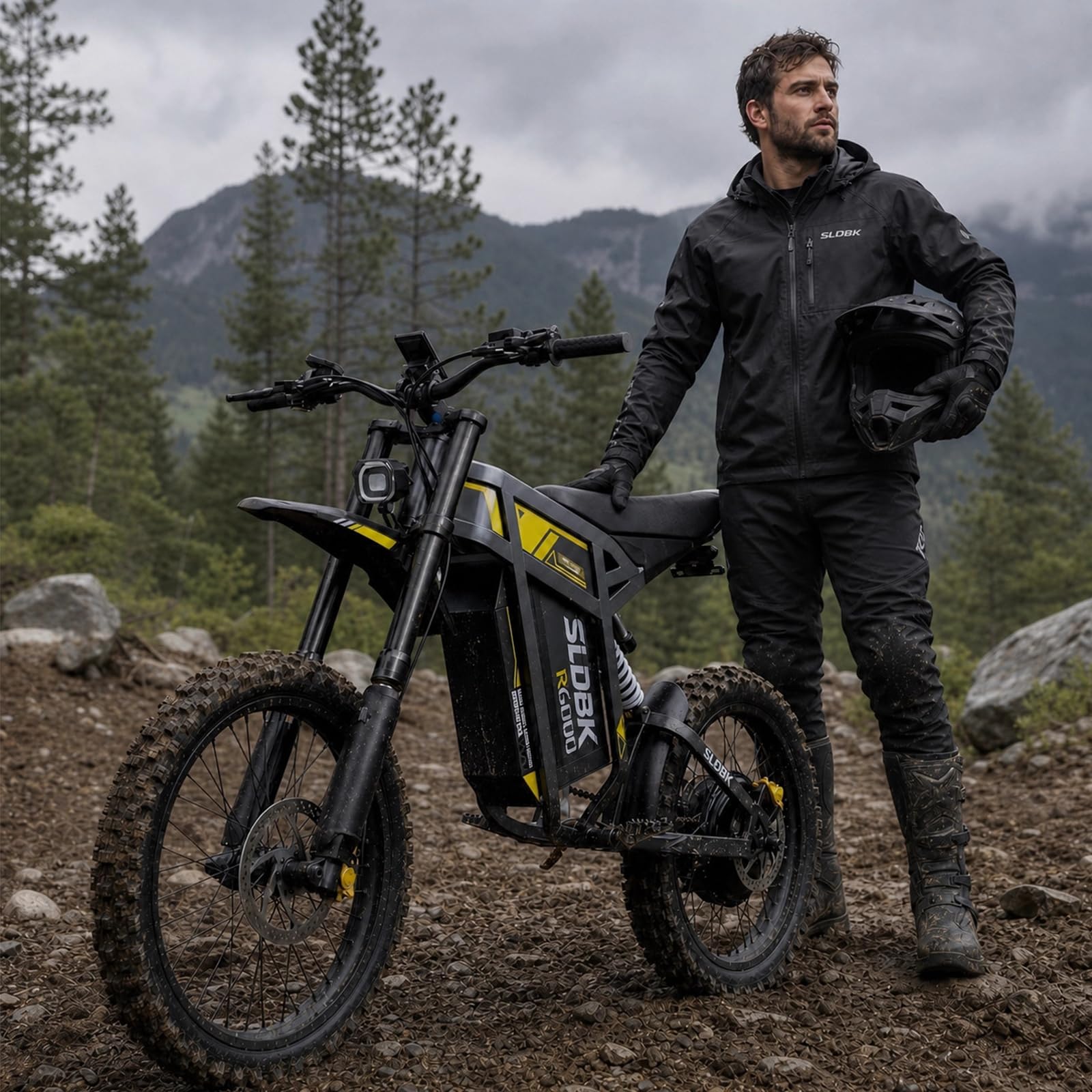 R6000 Vélo électrique Tout-Terrain Adulte, Batterie Amovible 60V 30Ah, Autonomie jusqu'à 75 Miles, Pneus 17", Suspension complète, Freins hydrauliques, Écran LCD, NFC, Shimano 7 Vitesses