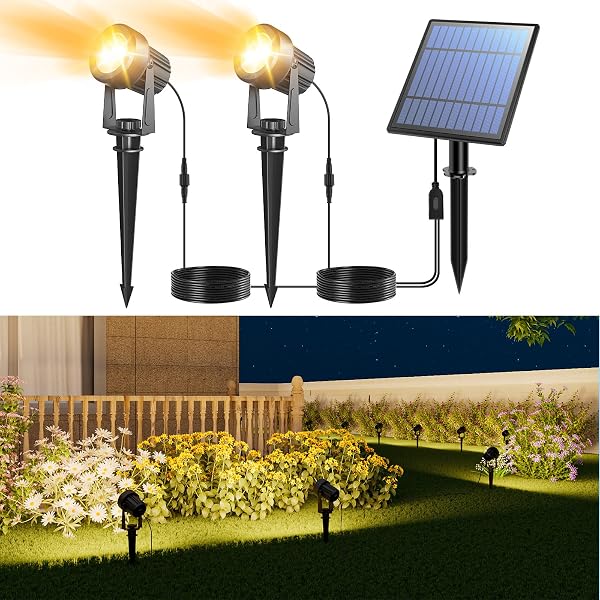 APONUO Solar Spot Lights - Outdoor Solar Landscape Uplights, Dusk to Dawn, IP65 Waterproof, 9.8ft Cable, for Yard, Pathw