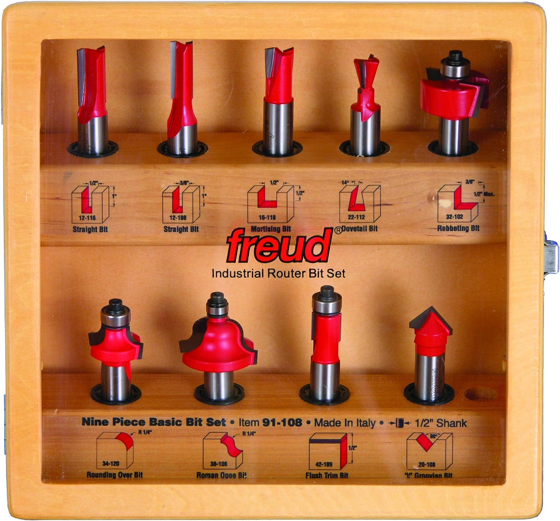 Freud 91102 6 Piece Straight Bit Set Freud Straight Router Bit