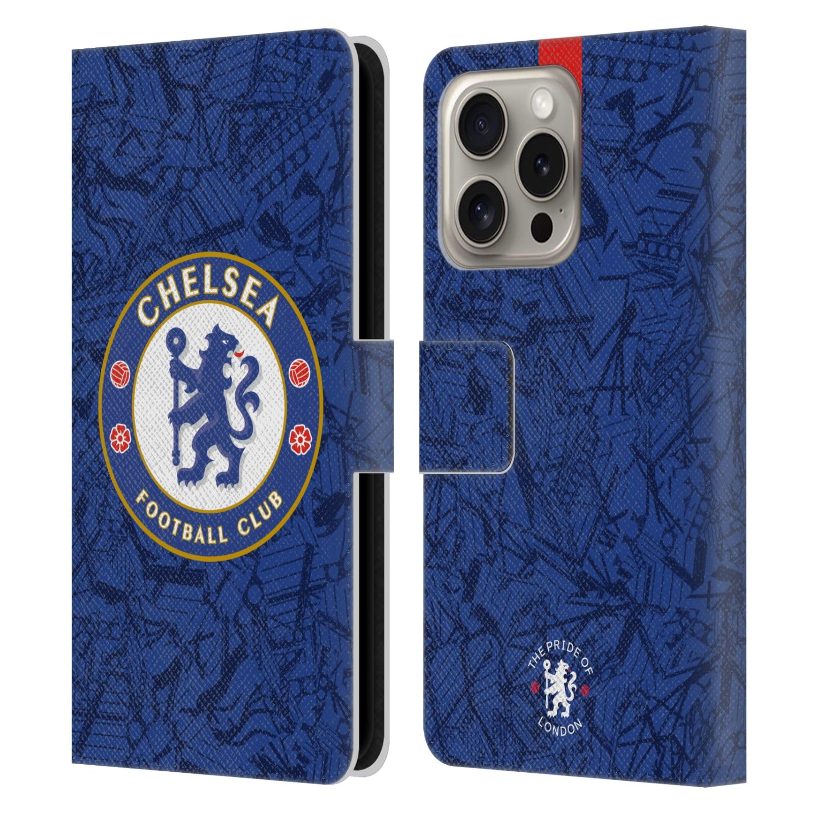 Head Case Designs Officially Licensed Chelsea Football Club Home 2019/20 Kit Leather Flip Case Compatible With Apple iPhone 16 Pro