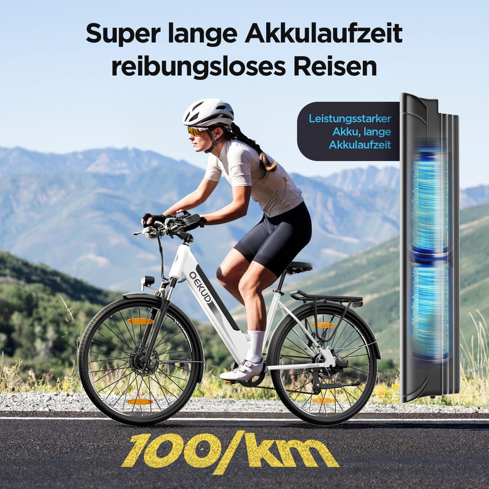 Elektrofahrrad, E-Bike Trekkingrad E-Cityrad, 36V 12,5Ah Li-Ion Akku Mountainbike Pendlerfahrrad, LCD-Display, Reichweite bis 100KM, EU-konform, mit APP
