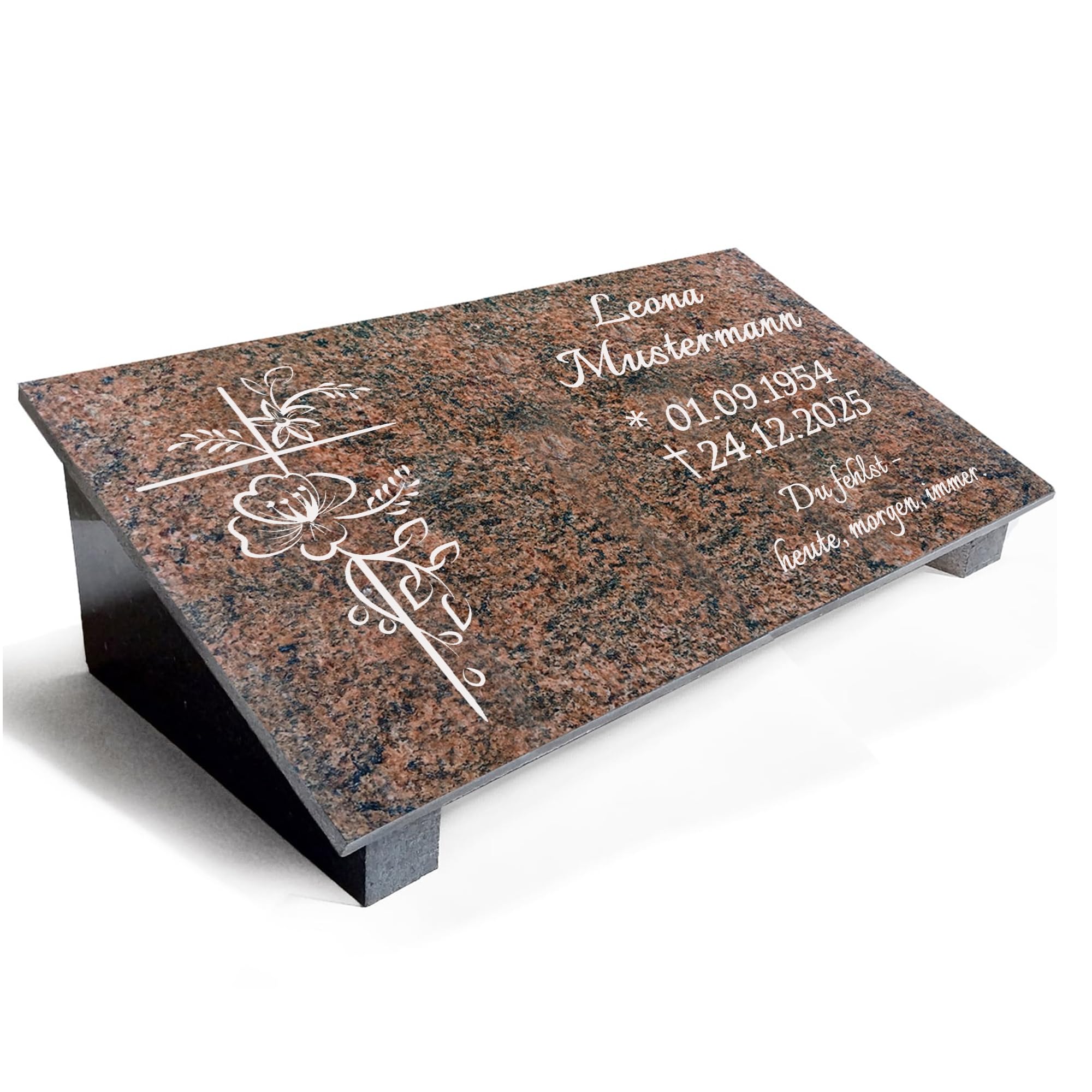 Generisch Granit Grabstein Multicolor Rot MB05, 60x30x1cm