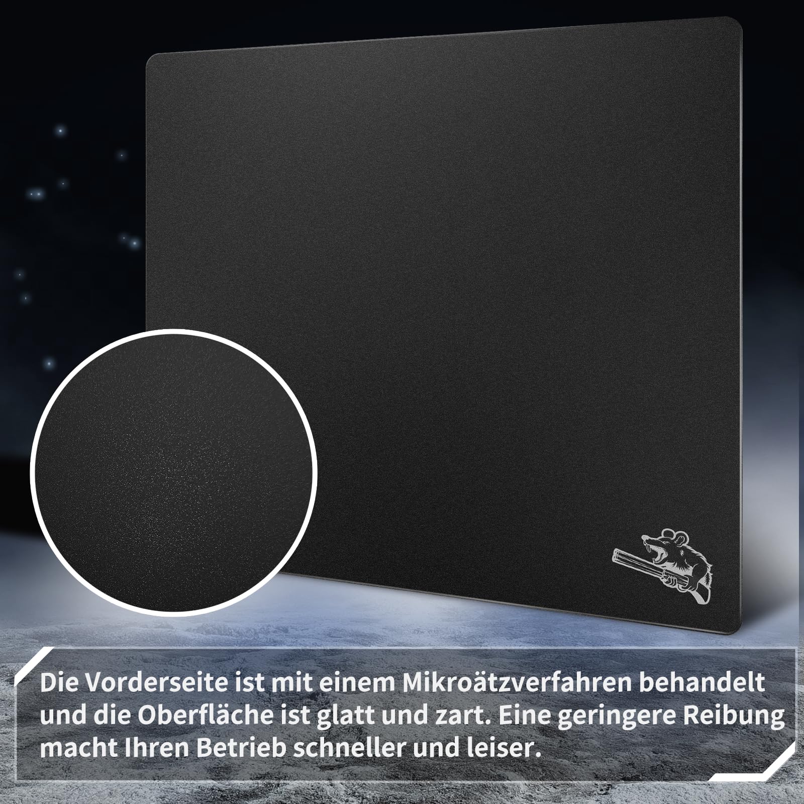 SIROOLAC Gaming-Mauspad aus Glas, 400 mm x 500 mm, FPS-Spiel, spezielles gehärtetes Glas, langlebig, 3 mm Dicke, präzise und schnell Gegner schießen (400 mm x 500 mm, Schwarz)