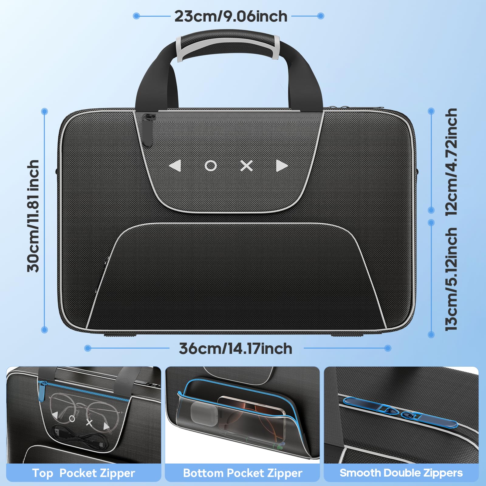 Custodia da Trasporto con P5/Slim/Pro Digitale e Disco, Capacità Maggiore Borsa PS 5 con Tracolla Rimovibile, Borsa da Viaggio Protettiva può P5 Console, Controller, PS Portal, Dischi (Bianco e Nero)