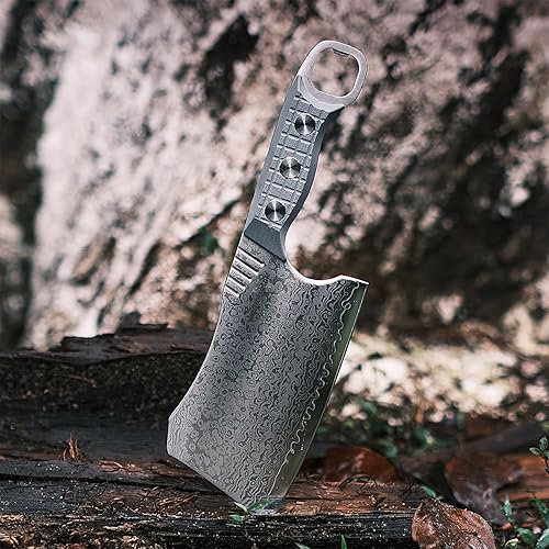 Miniatura 3 de Cuchillo de carnicero, cuchillo de chef de 6 pulgadas con funda, cuchillo de carnicero de espiga completa con mango negro G10, acero inoxidable de