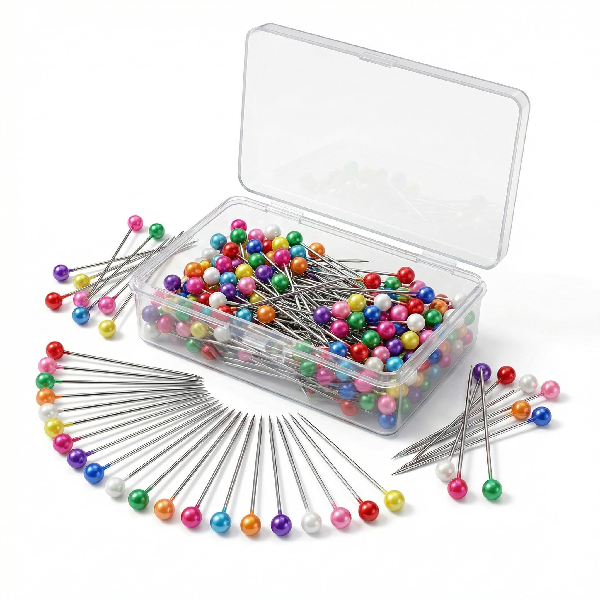 200 Pieces Sewing Pins Coloured Heads, Plastic Ball Head Straight Quilting Pins for Dressmaker Jewelry Diy Decoration, Art Craft and Sewing Projects - Assorted Multicolor