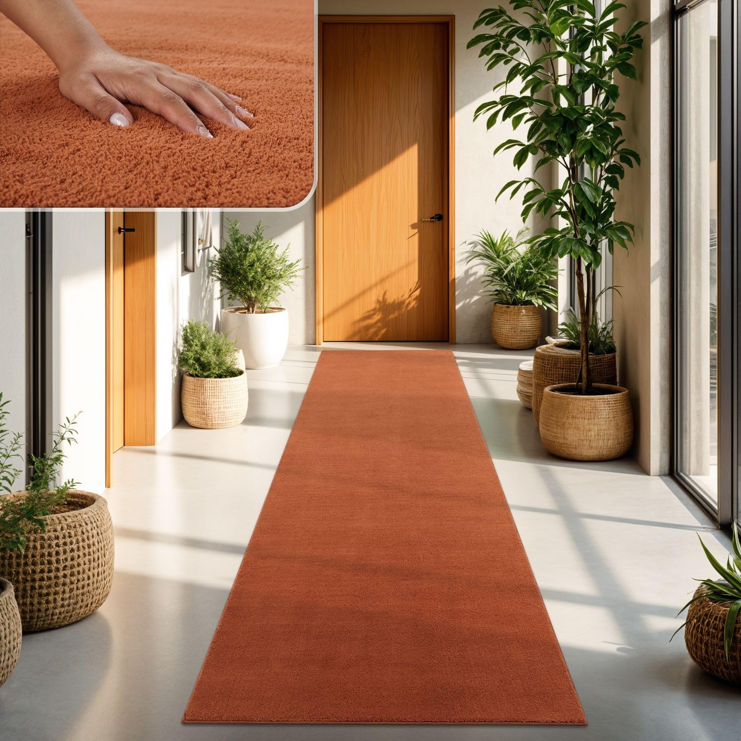 TT Home Wohnzimmer Teppich Kurzflor Anti-Rutsch Rückseite Unifarben Modern Waschbar