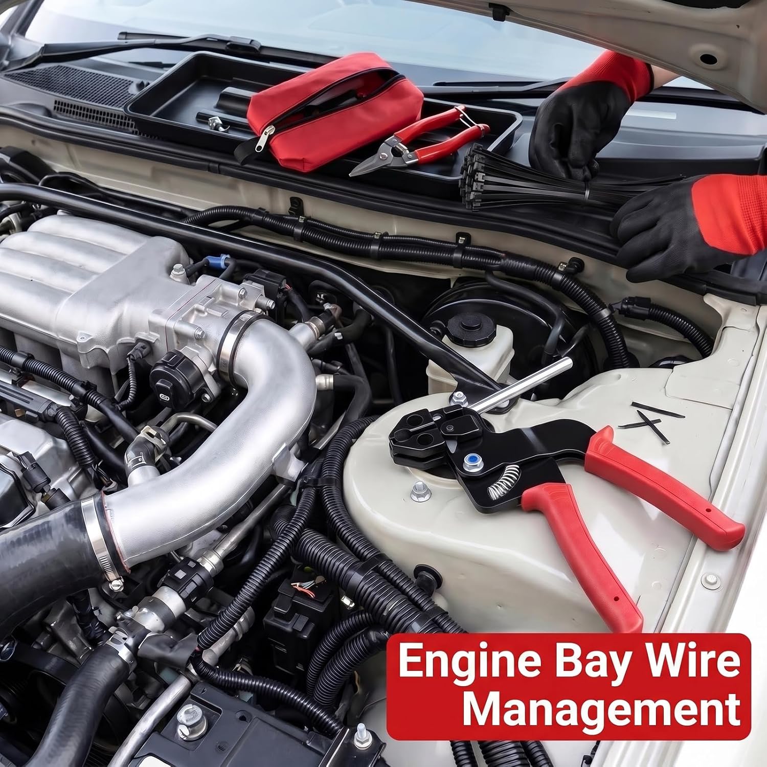 Metal Zip Tie Gun Kit: 136 Ties for exhaust wrap, mufflers and hot