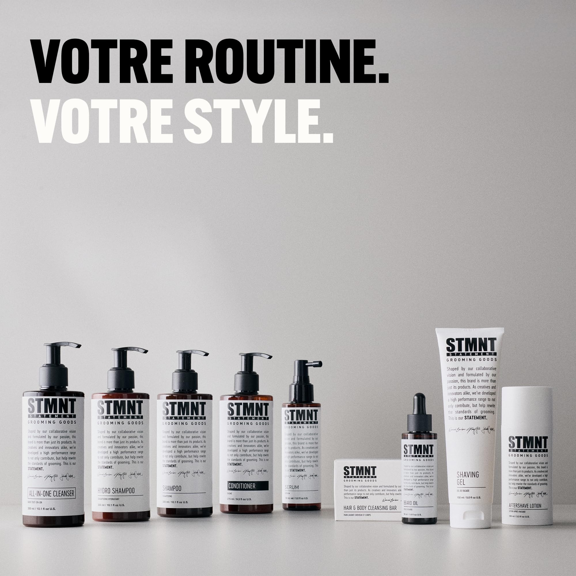 STMNT Grooming Goods Kit de Croissance de Barbe, Rouleau de Derma à barbe + Huile de Sérum de Croissance de Barbe + Baume à Barbe