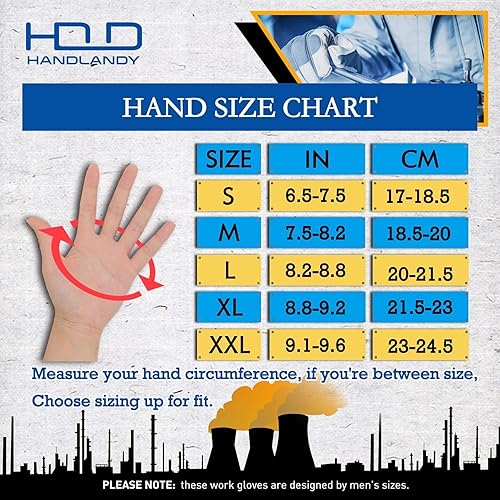 Miniatura 5 de HANDLANDY Guantes de trabajo para hombre, pantalla táctil, guantes de mecánico, ajuste flexible y transpirable, nudillos y palma acolchados