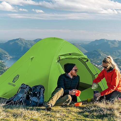 Miniatura 8 de 2 Person Camping Tent with 3 Aluminum Alloy Poles, 4 or 3 Season Waterproof Tent, Double Layer,Easy Setup, 2 Doors for Outdoor