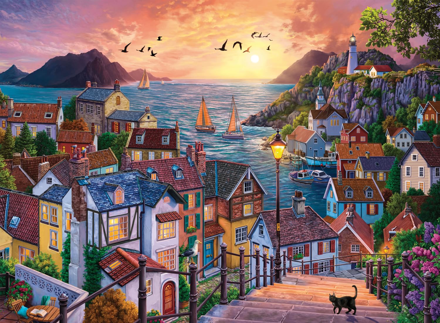 Anatolian Puzzle - Coastal Town at Sunset, 1000 Piece Jigsaw Puzzle, #1098