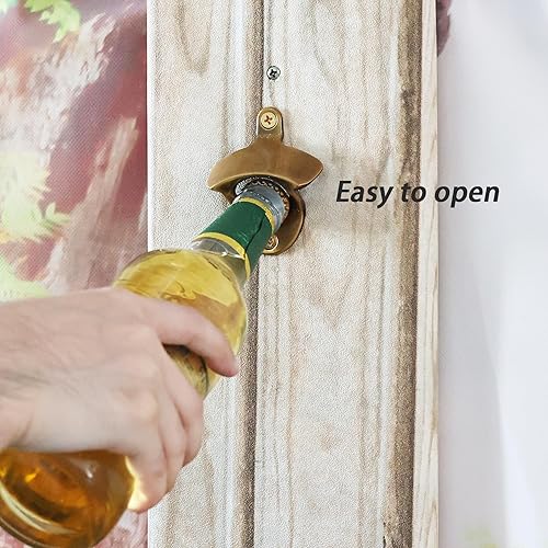 Miniatura 9 de Luwanburg Abrebotellas de cerveza magnético inoxidable montado en la pared con imanes incrustados (paquete de 2)