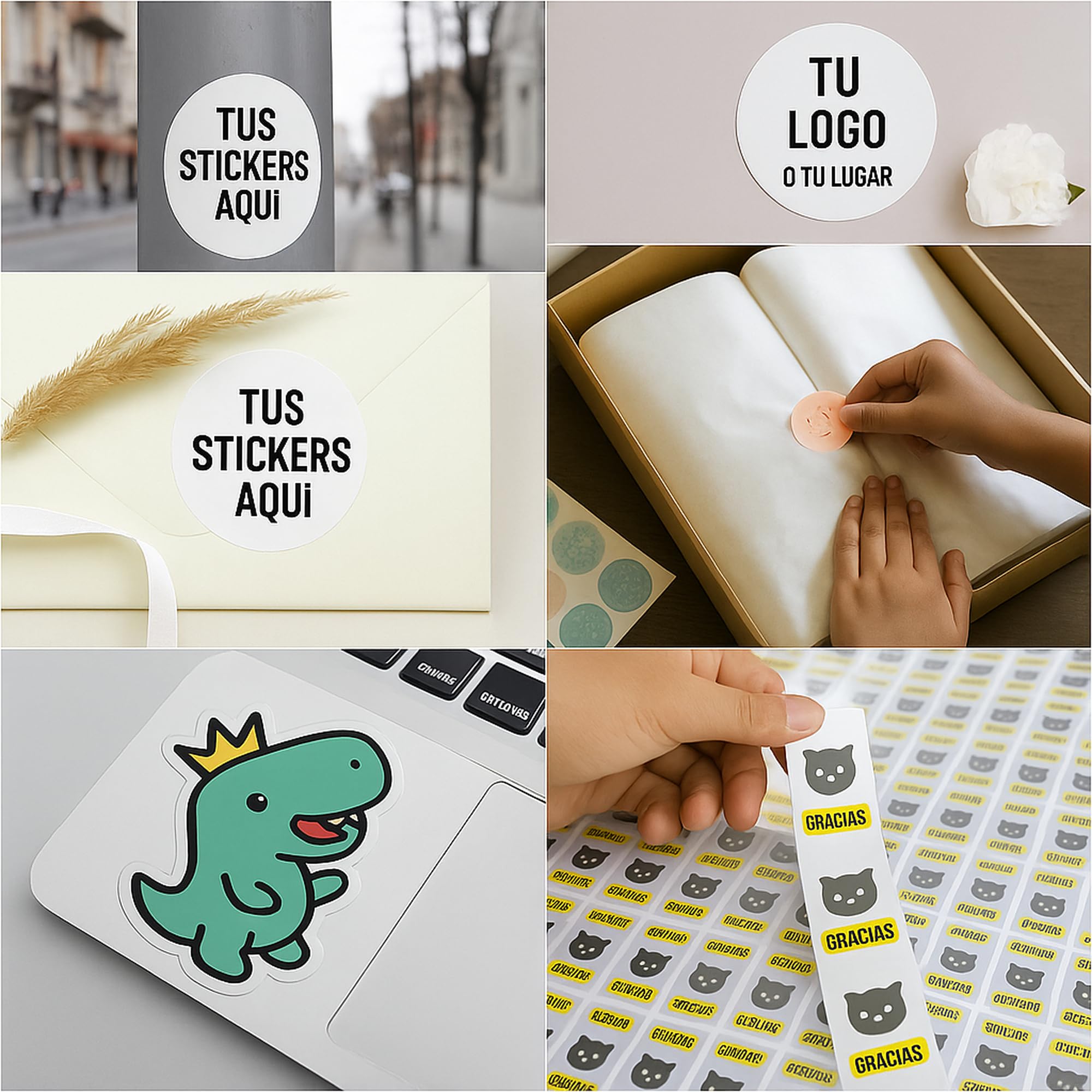 Pegatinas Personalizadas Multiusos 100 Stickers Redonda para Regalos, Eventos, Logo, Libros, Packaging