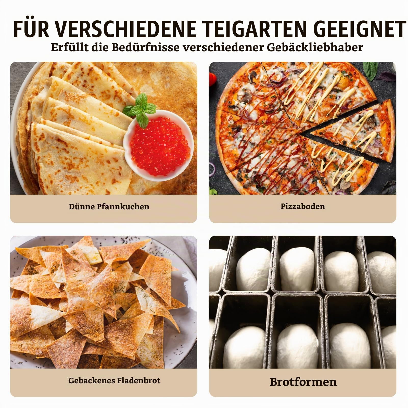VEVOR Manuelle Pizzateig-Gebäckpresse 24 cm, 5 mm Dicke Herstellungsmaschine zum Pressen von Pizza-Handküchen, Küche Pizzateigpresse, Kommerzielle Edelstahl Teigausrollmaschine Silber
