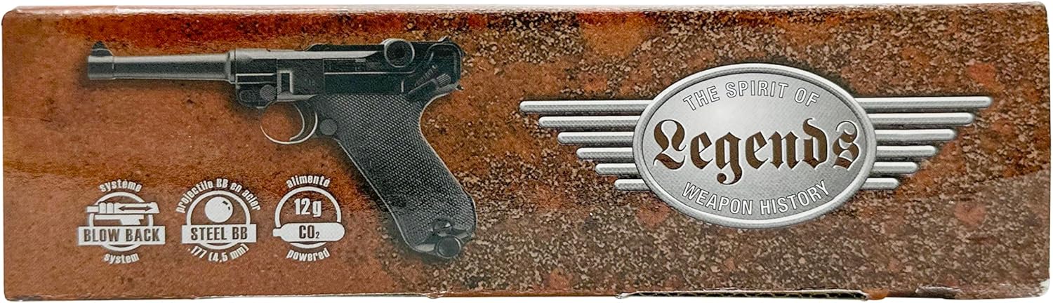 Umarex Legends, P.08 BB Gun, All Metal, .177 Caliber, Air Pistol, Blowback Action