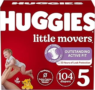 HUGGIES Little Movers Diapers, Size 5 (27+ Lb.), Huge Pack (Packaging May Vary), 104 Count