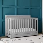 Graco Hadley 4-in-1 Convertible Crib with Drawer,Pebble Gray,Easily Converts to Toddler Bed Day Bed or Full Bed,Three Position Adjustable Height Mattress,Some Assembly Required (Mattress Not Included)