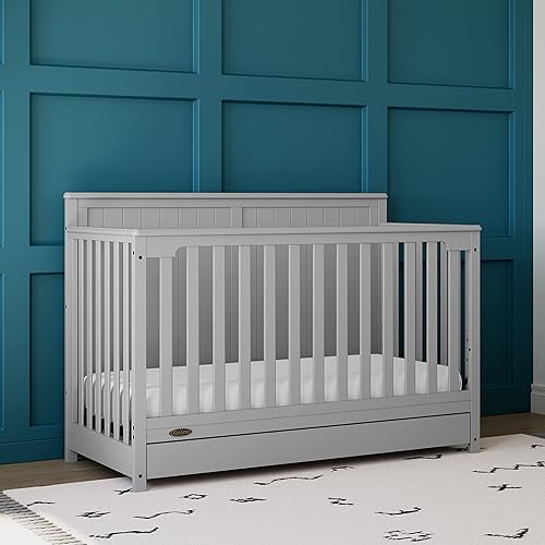 Miniatura 3 de Graco Hadley Cuna convertible 5 en 1 con cajón (Gris Guijarro) – Certificado GREENGUARD Gold, Combo de cuna con cajón, Cajón de almacenamiento de