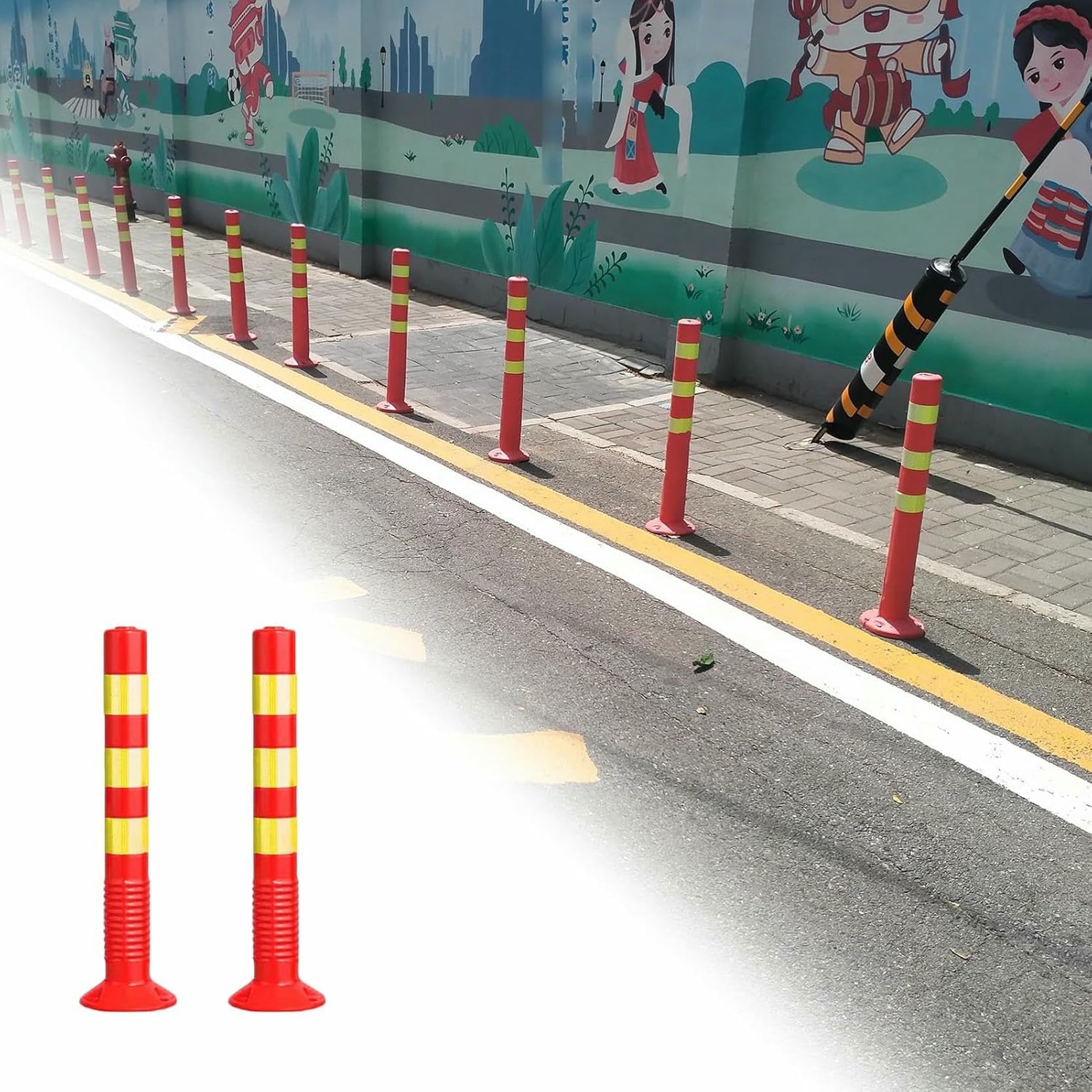 Postes delineadores flexibles de 30 pulgadas para entradas y zonas de obras