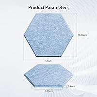 Vista 6 de Paquete de 12 paneles acústicos autoadhesivos de espuma acústica a prueba de sonido, alta densidad, hexagonales, 12 x 10.23 x 0.4 pulgadas