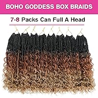 Vista 4 de Wodun Extensiones de cabello sintético de ganchillo de 10 pulgadas, trenzas de caja Goddess 3X estilo bohemio con extremos ondeados, 16 mechones por