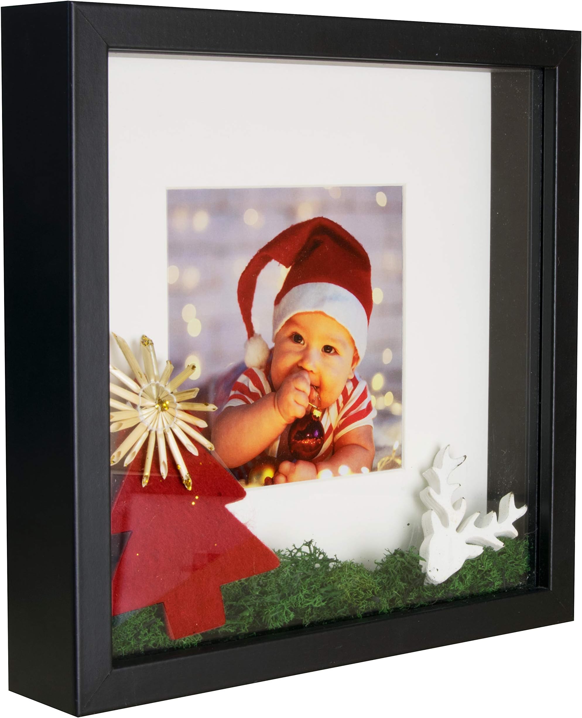 BD ART Square Shadow Box 3D 9x9x1 Inch, Display Box Photo Frames, Black Picture Frame with Wall and Tabletop, for Crafts, Photos, Souvenir, Baby Items, dried Flowers, Medals