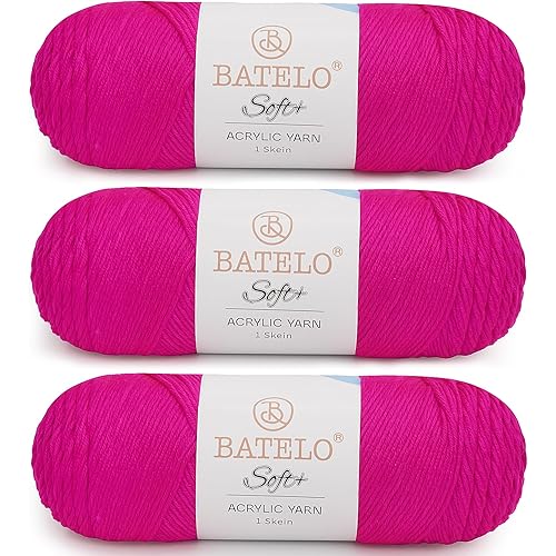 Soft Barbie Pink Yarn 1008 Yards - 3 Pack Acrylic Yarn of 200g/7.5oz - 4 Medium (Worsted) - Crocheting, Knitting, Amigurumi, Craft