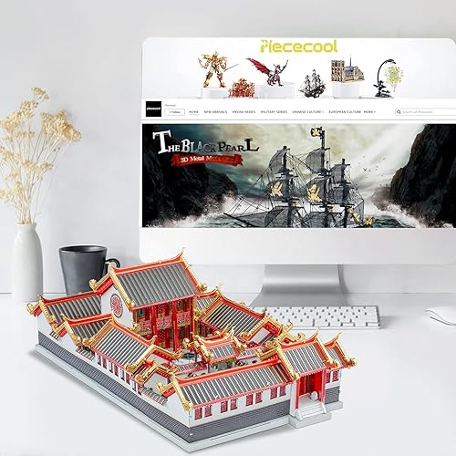 Vista 24 de Piececool - Rompecabezas de metal 3D para adultos, juego de modelo metálico del Pabellón Tengwang, construcción arquitectónica famosa china