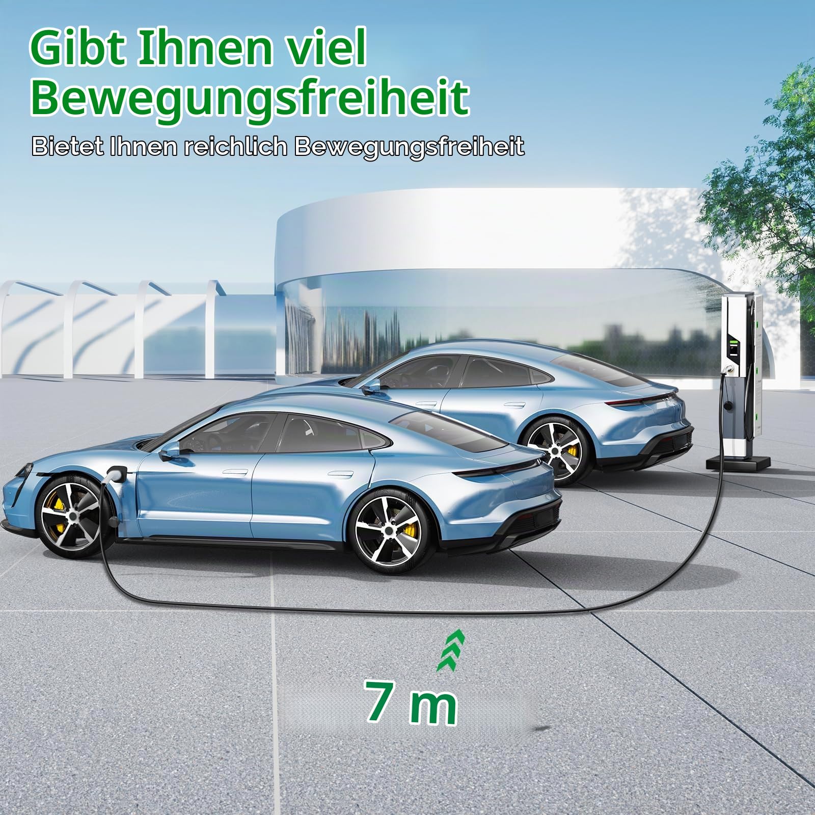 Typ 2 Ladekabel 11kW 7m 16A 3-Phasig für EV/PHEV Elektroautos Kompatibel mit Model Y/3/S/X, ID.3, ID.4, ID.5, Q4 E-Tron, IONIQ 5, Kona usw (Weiß)